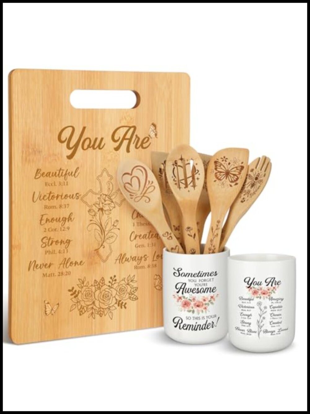 Bamboo Cutting Board Set Christian Kitchen Utensils Gift